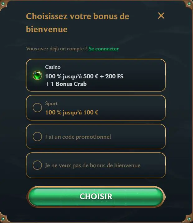 choisir un bonus talismania casino