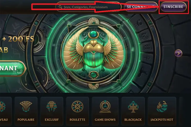 cliquer sur s'inscrire talismania casino