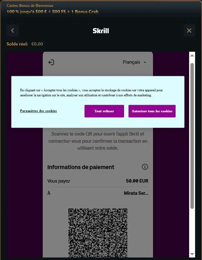dépôt 4 bis confirmer le dépôt skrill talismania casino