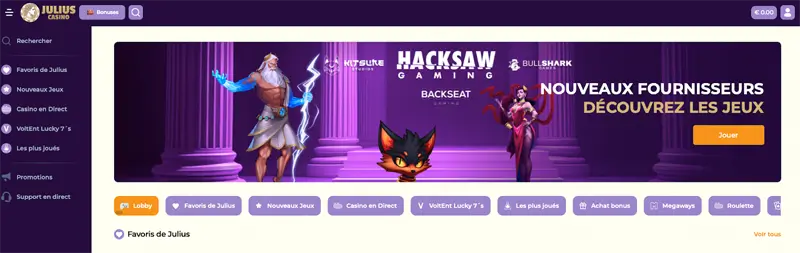 étape 1 dépôt julius casino