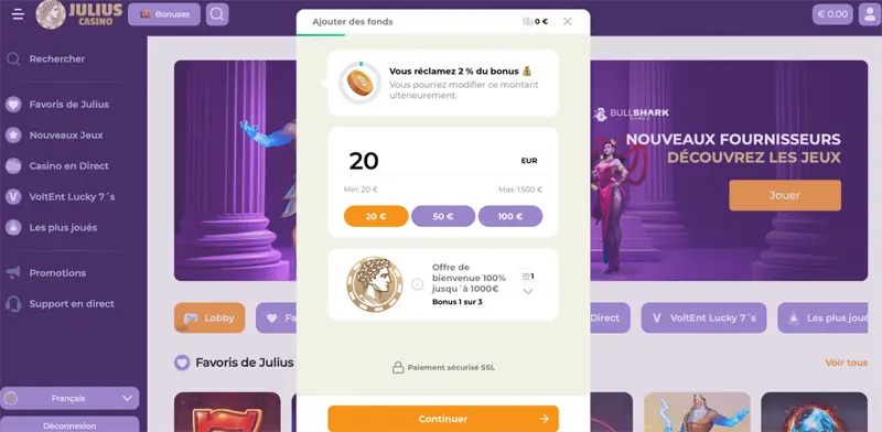 étape 3 retrait julius casino