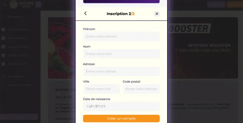 étape 4 inscription julius casino