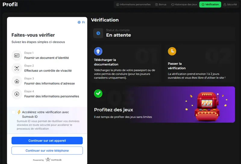 délai de vérification du compte