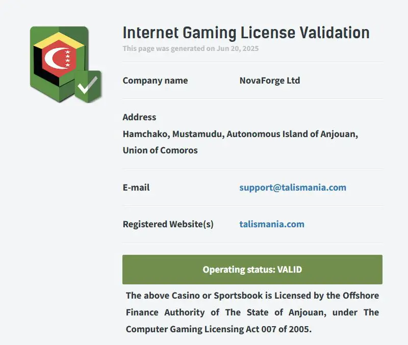licence talismania