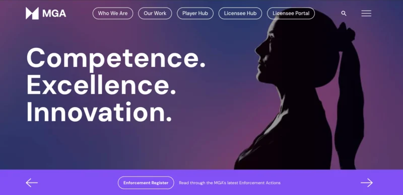 page d'accueil du site de la Malta Gaming Authority