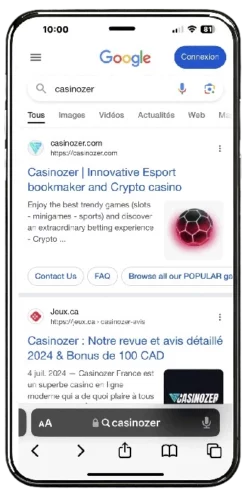 télécharger apk casinozer android étape 2