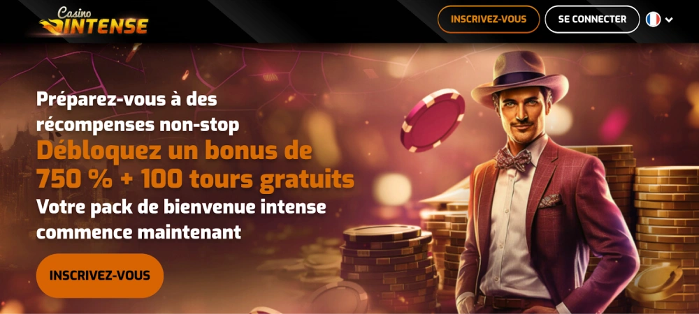 Page d'accueil de Casino Intense