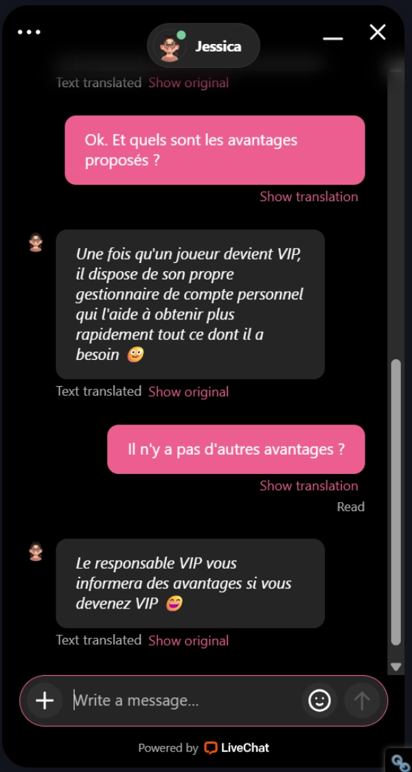 Service client de Seven Casino