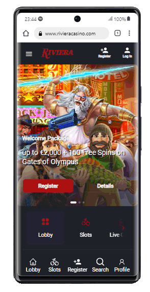 Version mobile de Riviera Casino sur Google Pixel 6pro
