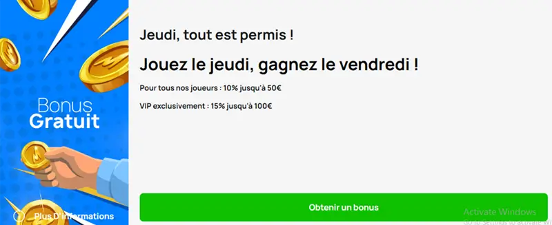 bonus gratuit millionz casino