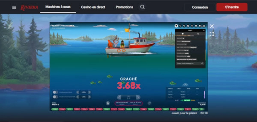 capture d'écran big bass crash riviera casino