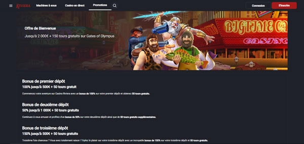 capture d'écran bonus riviera casino