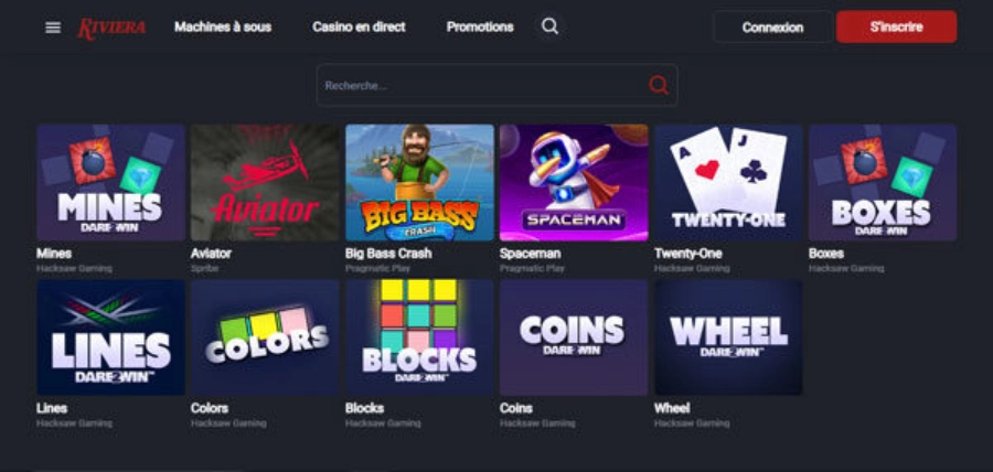 capture d'écran mini jeux riviera casino