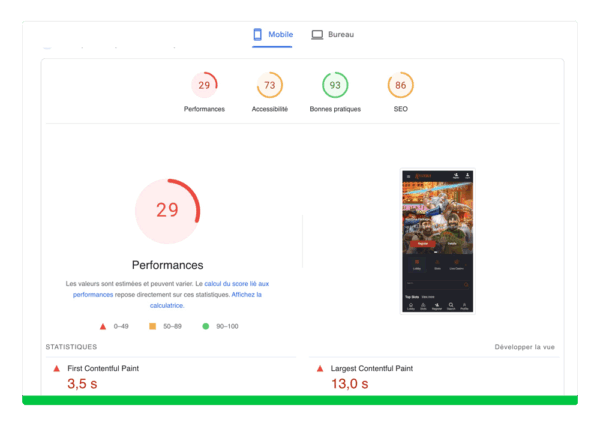 capture d'écran rapidité site riviera casino