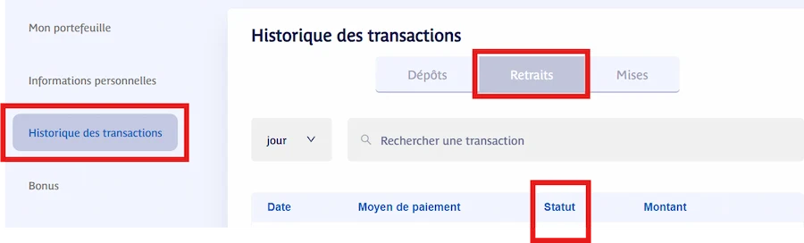 processus du retrait avec un bonus sans dépot étape 4
