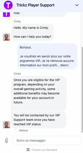 service client 2 sur Trickz Casino