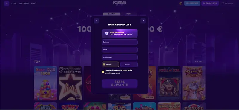 étape 4 inscription polestar