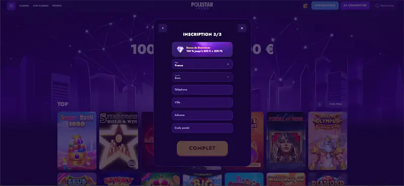 étape 5 inscription polestar