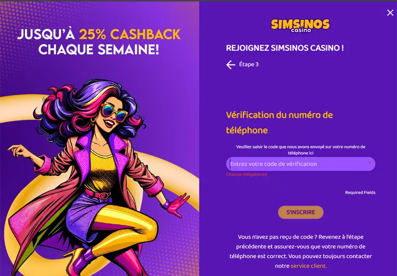 inscription étape 5 simsinos