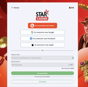 inscription Star Casino étapes code voucher gratuit