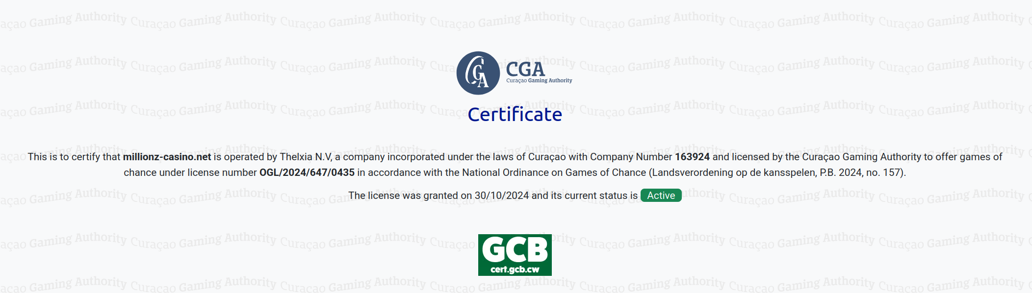 licence millionz casino