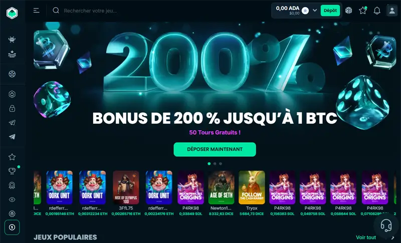 mega dice dépôt minimum de 1 €