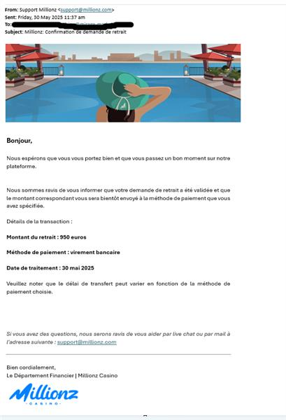 millionz casino preuve de paiement