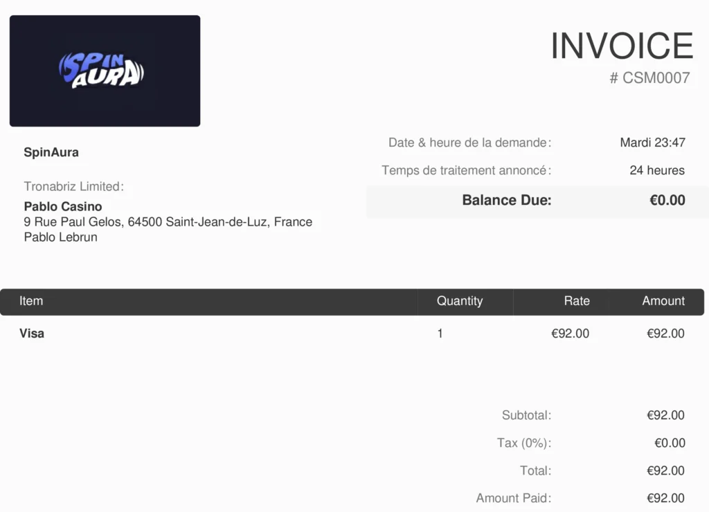 paiements sur spinaura