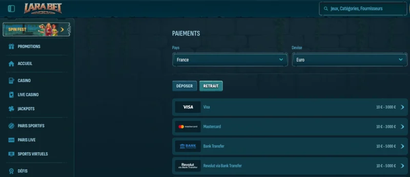 Revolut sur Larabet Casino en ligne