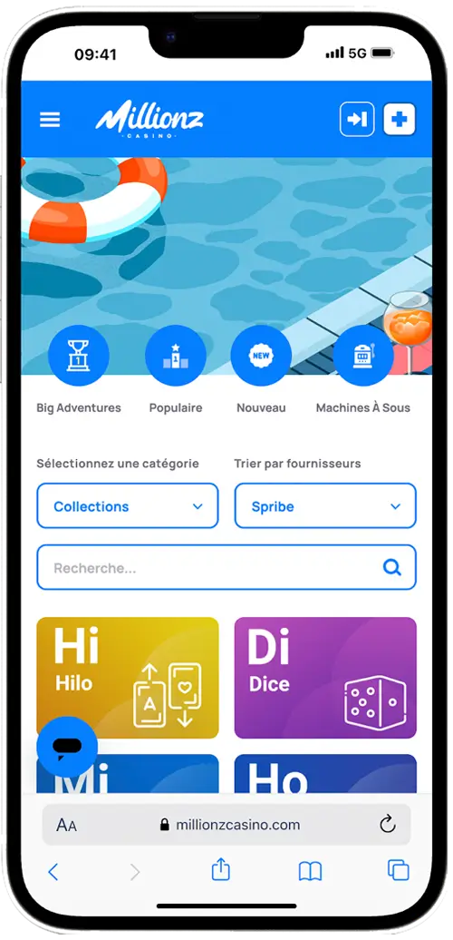 version mobile millionz casino