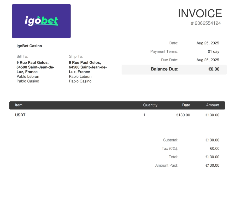 Capture d’écran preuve de retrait sur IgoBet