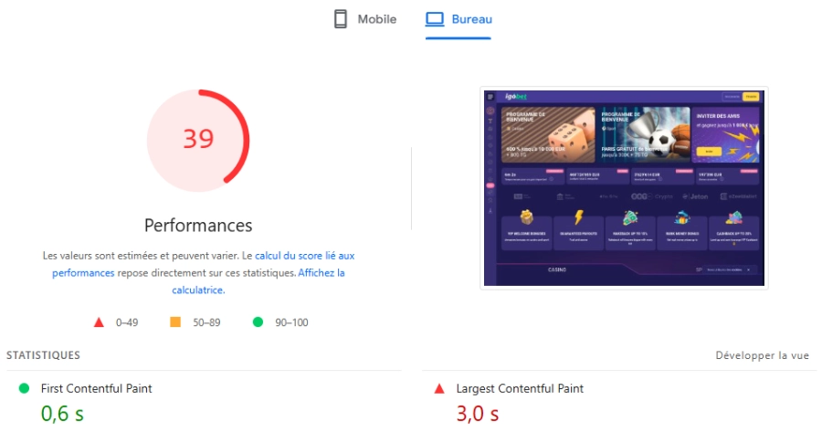 IgoBet ergonomie & navigation sur ordinateur