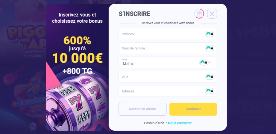 Inscription sur IgoBet Casino étape2