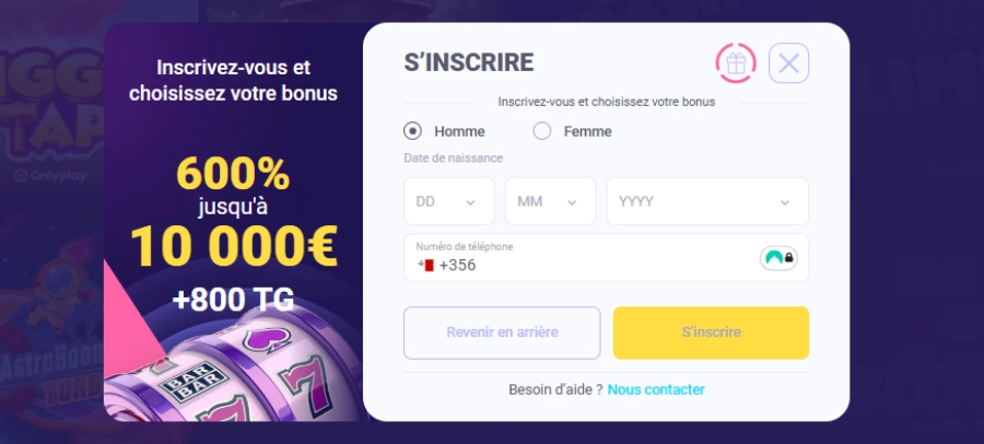 Inscription sur IgoBet Casino étape3