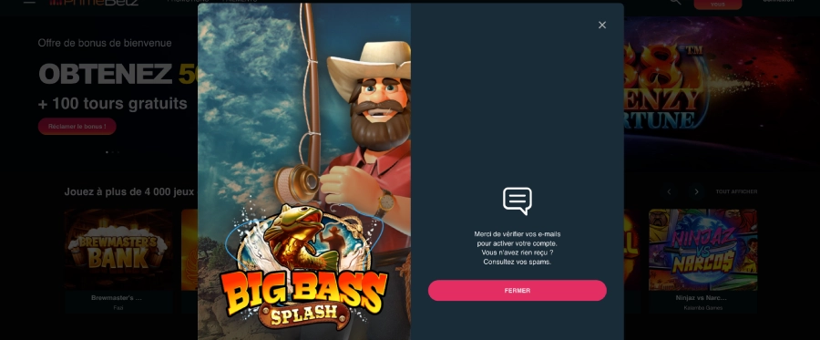 Inscription sur PrimeBetz étape4