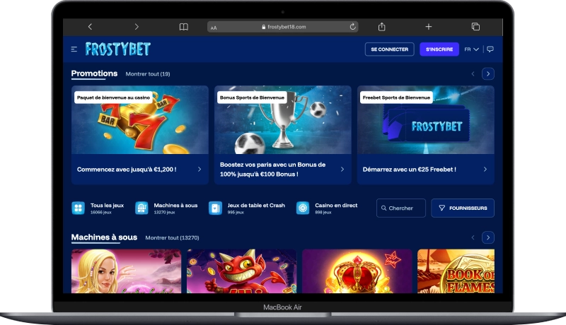 Interface Frostybet sur ordinateur