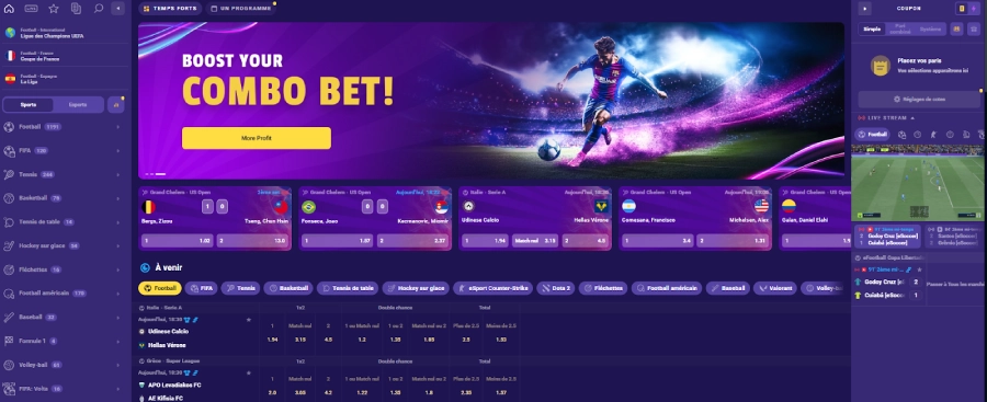 La section paris sportifs sur IgoBet