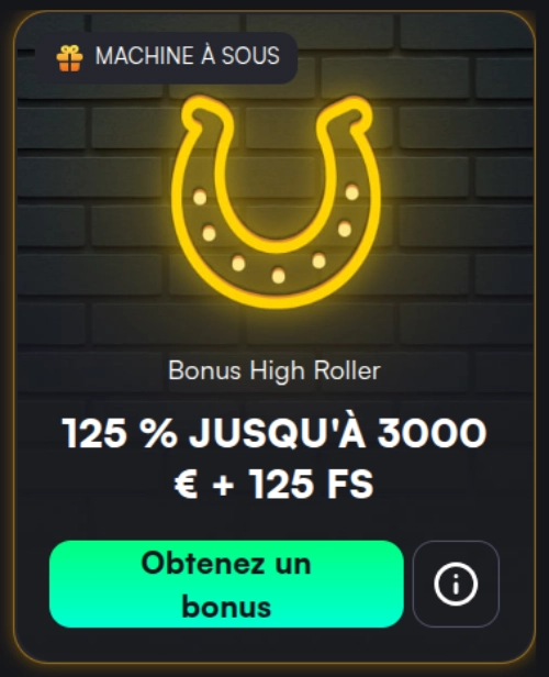 Le bonus de bienvenue high roller sur TrueLuck