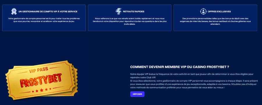 Le programme VIP de Frostybet