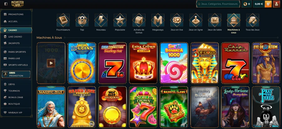 Les machines à sous sur Monsterwin