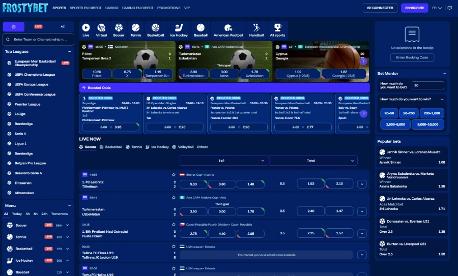 Les paris sportifs sur Frostybet
