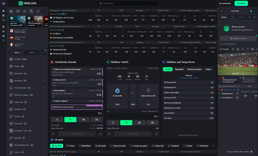 Les paris sportifs sur TrueLuck