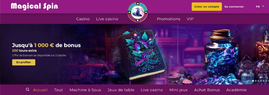 Screenshot bonus de bienvenue de Magical spin, Casino Visa