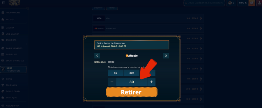 Retrait sur Monsterwin étape3