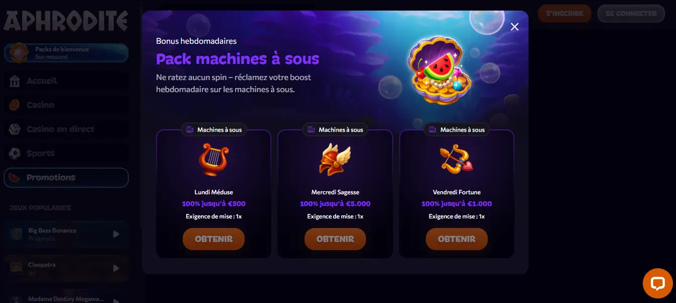 autres promotions aphrodite casino