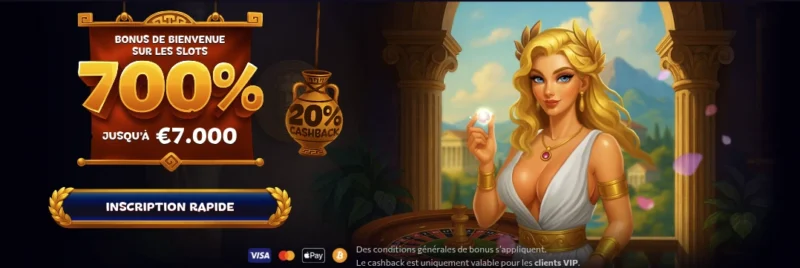 bonus de bienvenue sur Aphrodite casino.