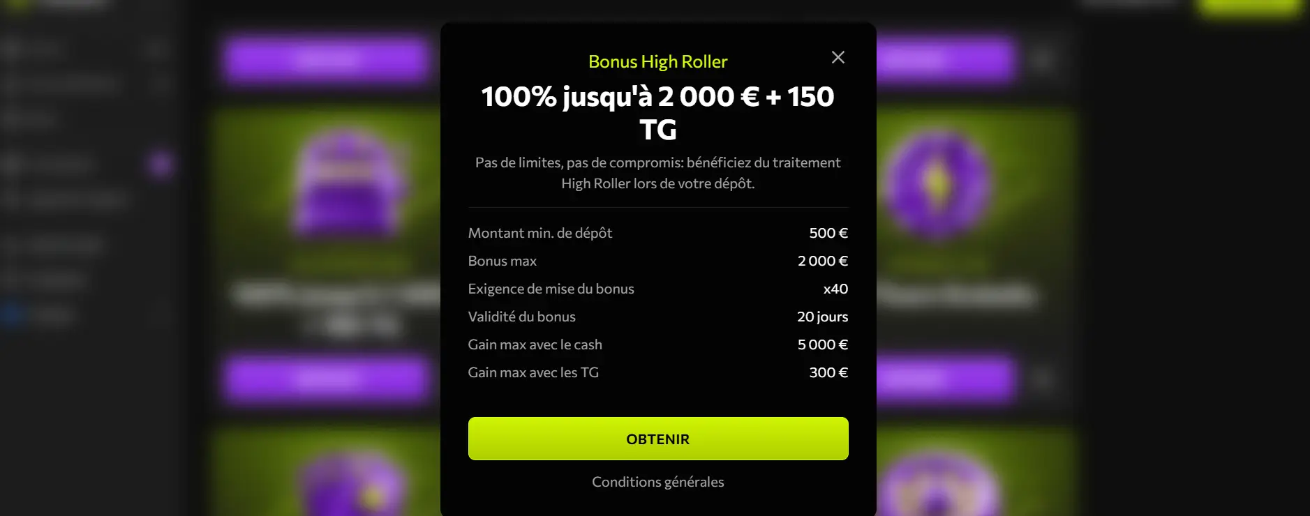bonus high roller instasino
