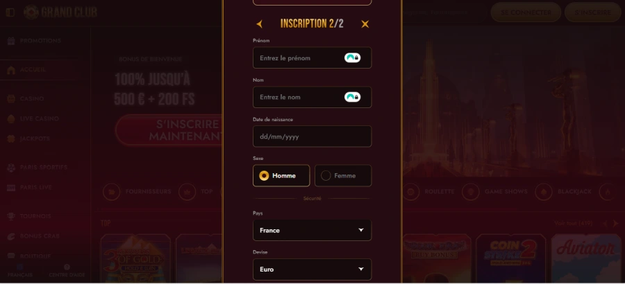 Inscription étape 4 Grandclub