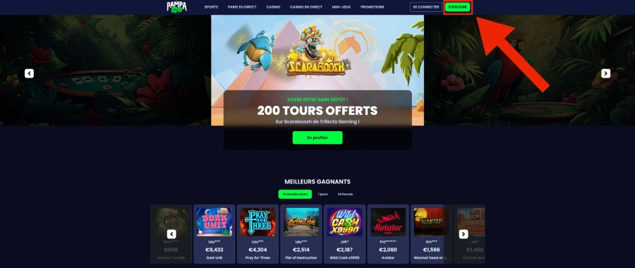 Inscription étape 1 sur Pampago