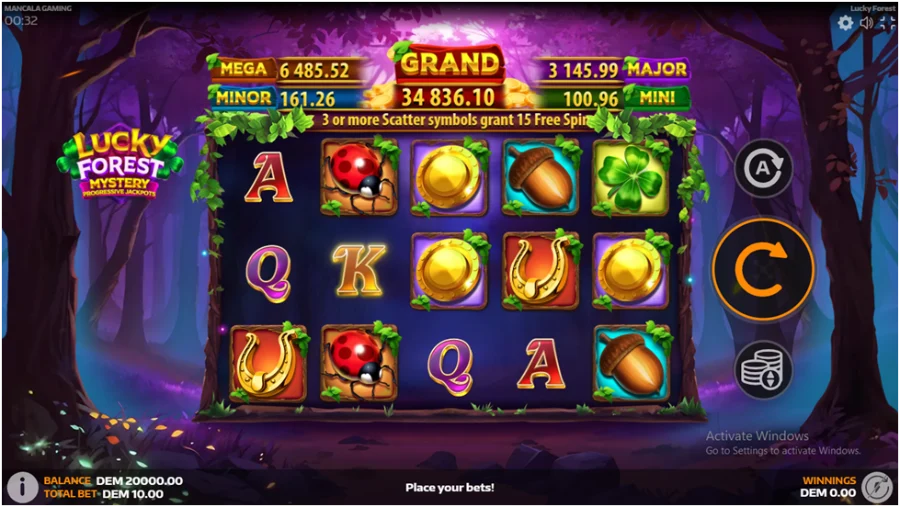 Interface de la machine à sous Lucky Forest